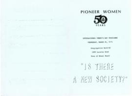 International Women's Day programme entitled "Is there a New Society?"