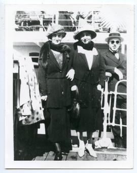 Photograph of Ella Pierce and Lillian Freiman on ship to Antwerp