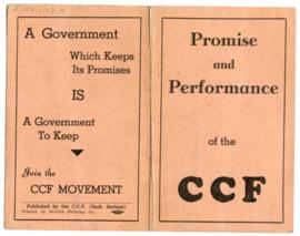 Election flyer, "Promise and Performance at the C.C.F."