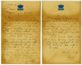 Letter from J. Hopkins about his whereabouts and status