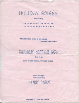 Flier, Holiday Soirée held at the labor Zionist Center