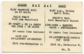 Invitation, Soirée May Day Party
