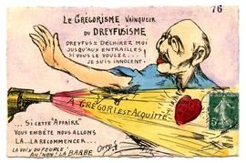 Postcard, "Le Gregorisme vainqueur du Dreyfusisme"