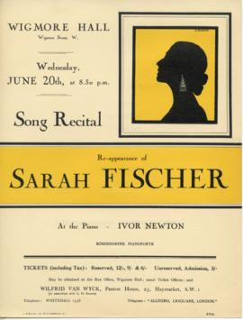 Recital poster, Re-appearance of Sarah Fischer