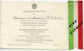 Invitation and accompanying badge for a reception in honor of Italian government officials