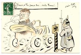 Postcard, "Tiens, v'la pour toi...sale France.."