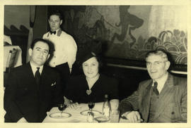 Maurice and Mary Zbriger out to dinner with unidentified man