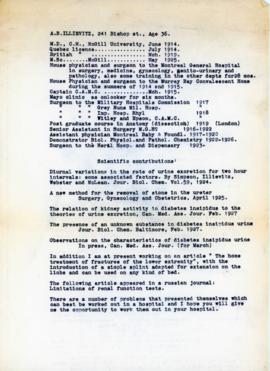 Curriculum vitae for A.B. Illievitz, age 36