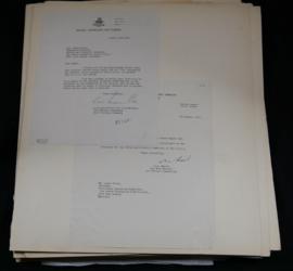 Page 26 of scrapbook, featuring correspondences from A. de Niverville and R.L. Marix accepting in...