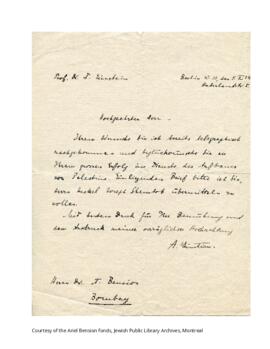 Letter from Albert Einstein