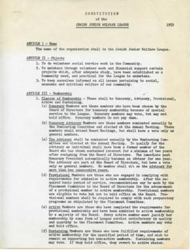 Constitution and by-laws of the Jewish Junior Welfare League